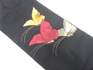 蝶模様織り出し　名古屋帯